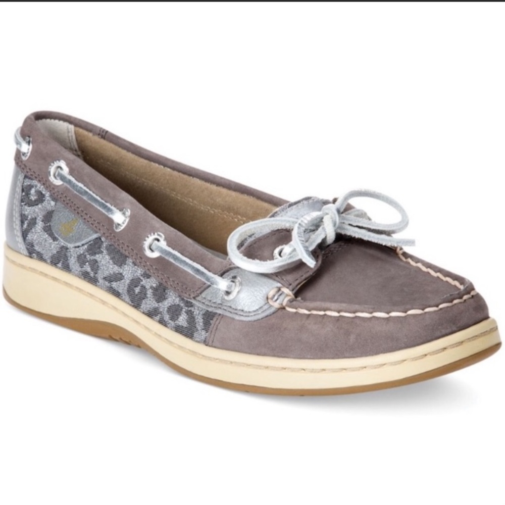 Sperry Top Sider Leopard Gray Boat Shoe